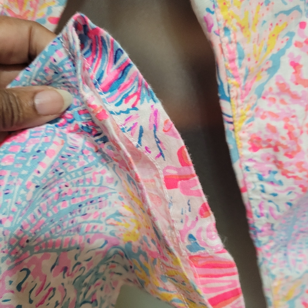 Lilly Pulitzer Splendor In The Sand 100% Linen Emora Pants Sz 00 - Picture 6 of 13